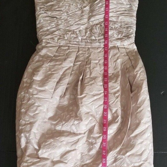 Max And Cleo Beige Taffeta Jacquard Strapless Cocktail Prom Dress Size 6 NWT - Picture 9 of 15